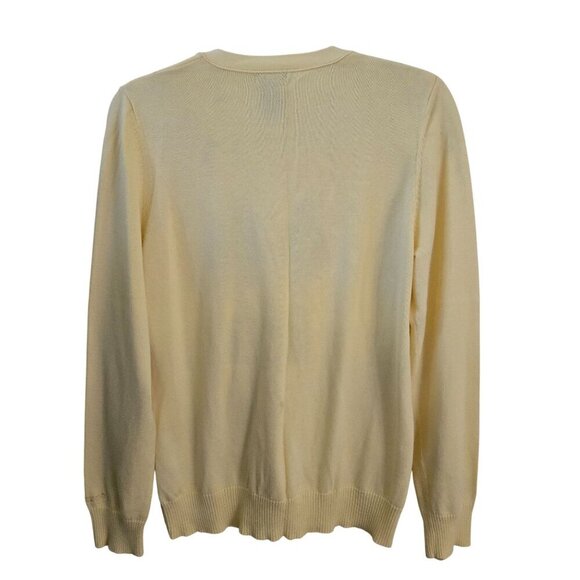 Izod Vintage Butter Yellow Argyle V Neck Academia Preppy Cardigan Sweater Size L - Picture 2 of 5